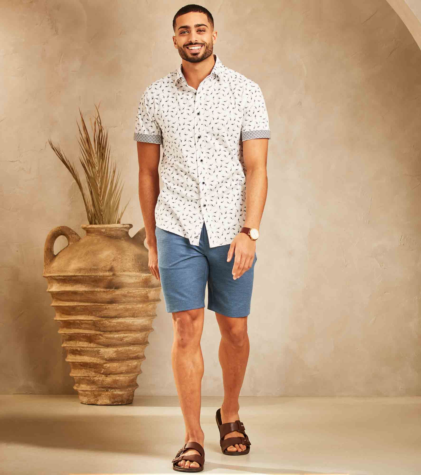 Modern Fit Short-Sleeve Whale Print 360° Stretch Soft Touch Sport Shirt sold by Tip Top product image thumbnail 4