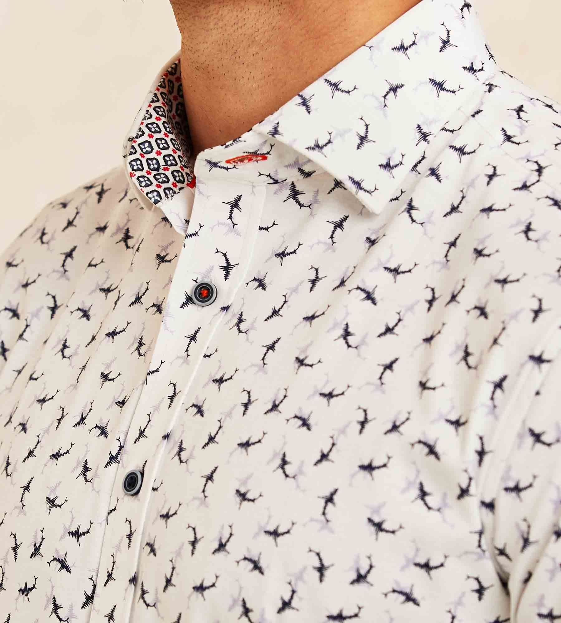 Modern Fit Short-Sleeve Whale Print 360° Stretch Soft Touch Sport Shirt sold by Tip Top product image thumbnail 2