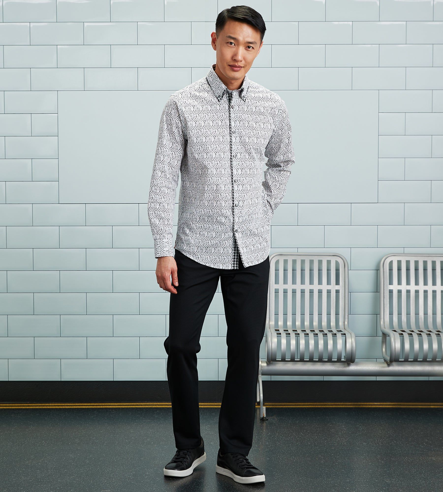 Modern Fit Long Sleeve Double-Collar Printed Sport Shirt sold by Tip Top product image thumbnail 4