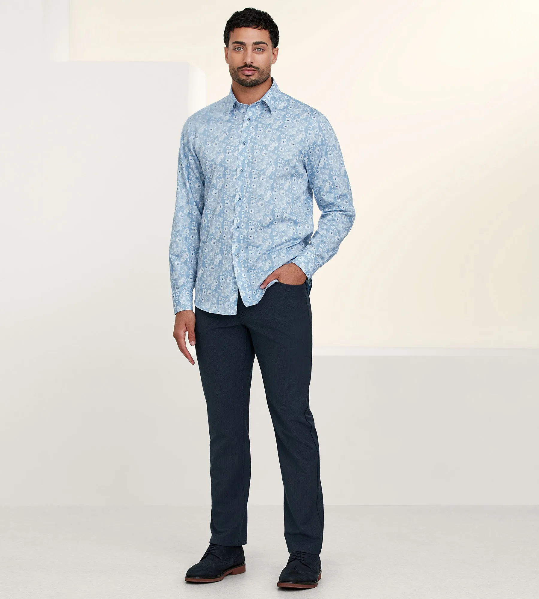 Modern Fit Non-Iron Long Sleeve Floral Pattern Sport Shirt sold by Tip Top product image thumbnail 2