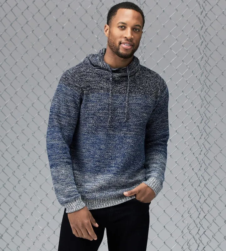 Modern Fit Gradient Knit Cross Over Funnel Neck Sweater sold by Tip Top