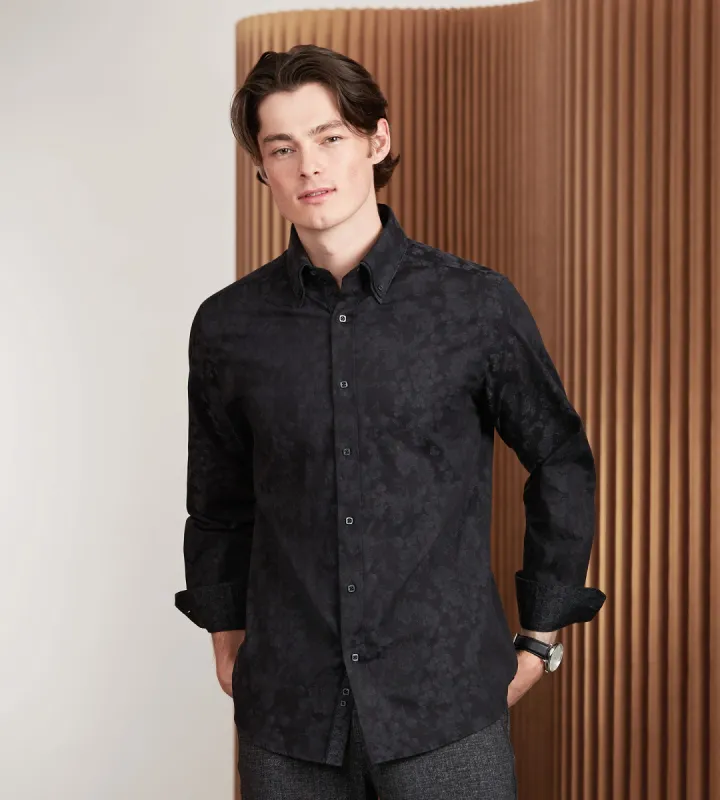 Modern Fit Long Sleeve Double Collar Textured Sport Shirt sold by Tip Top