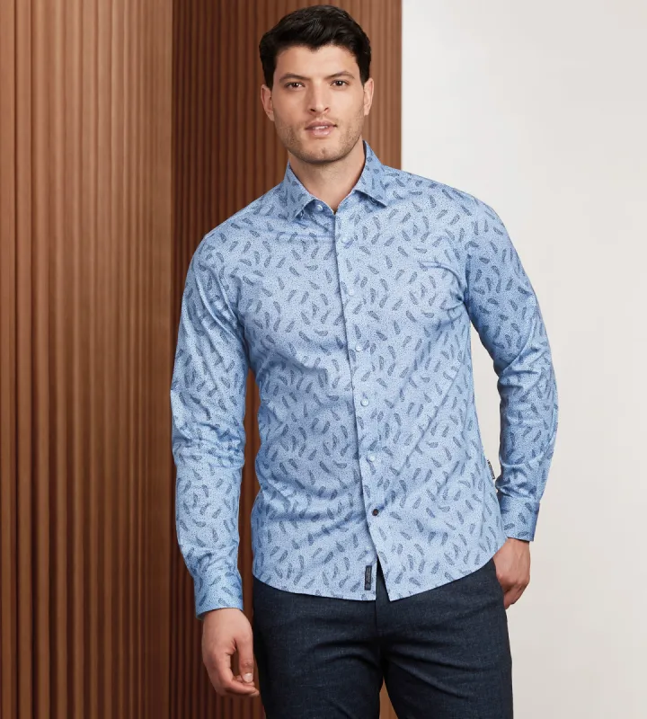 Modern Fit 360 Stretch Long Sleeve Paisley Printed Sport Shirt sold by Tip Top