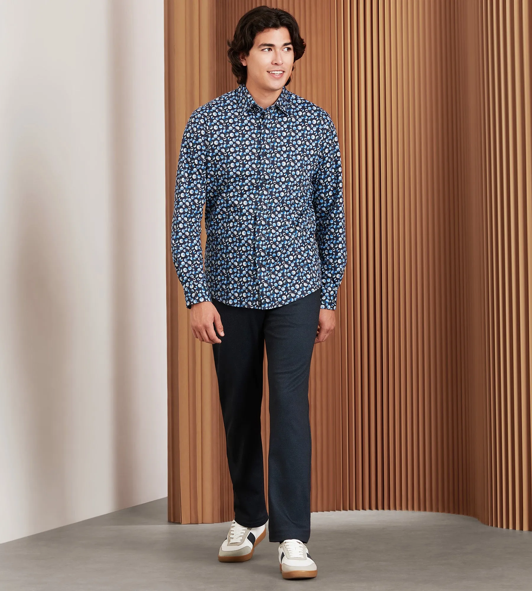 Modern Fit 360 Stretch Long Sleeve Geo Printed Sport Shirt sold by Tip Top product image thumbnail 3