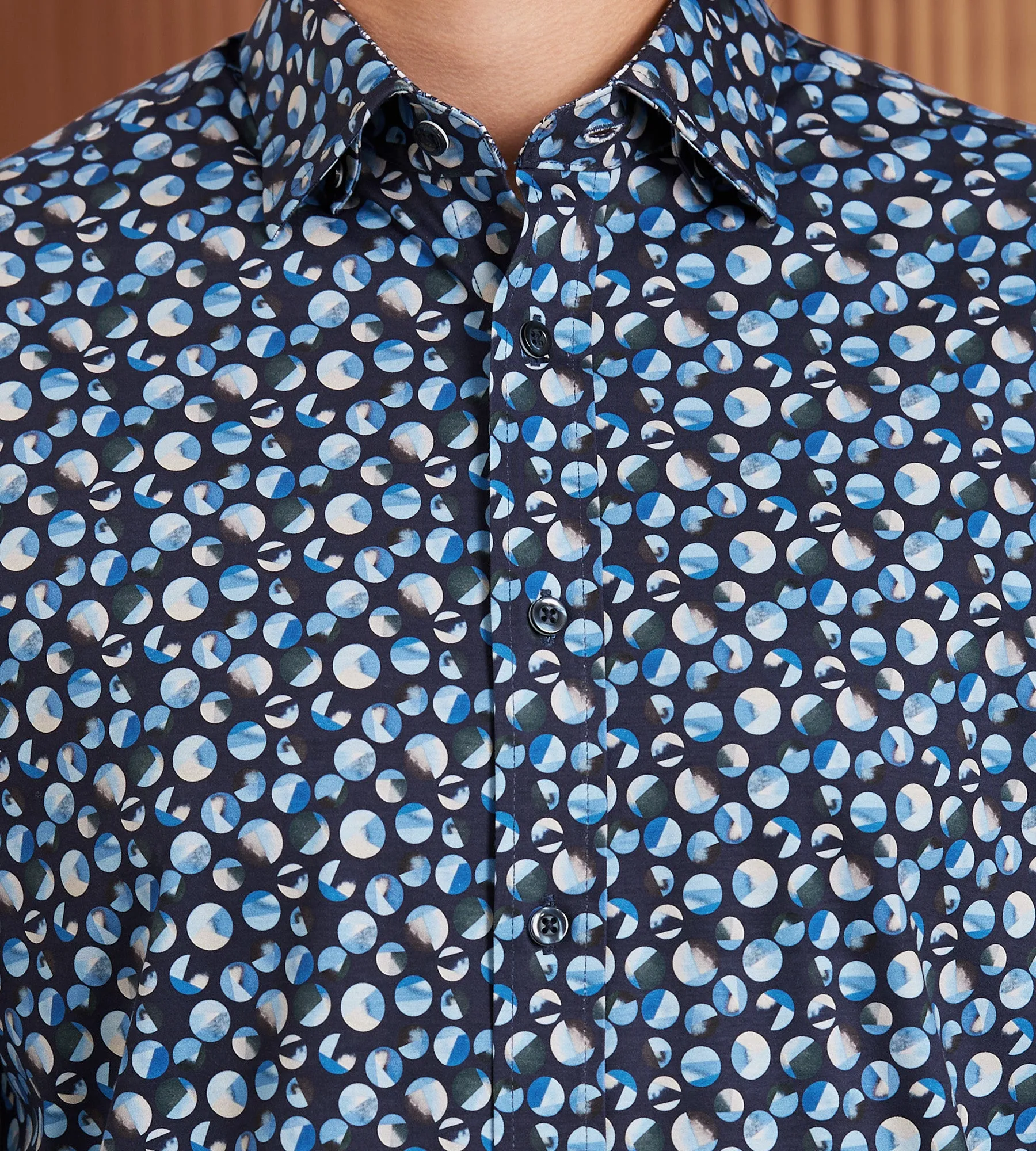 Modern Fit 360 Stretch Long Sleeve Geo Printed Sport Shirt sold by Tip Top product image thumbnail 2