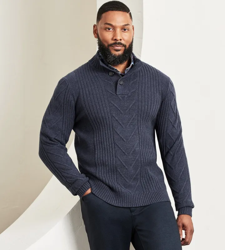 Modern Fit Cable Knit Button Down Sweater sold by Tip Top