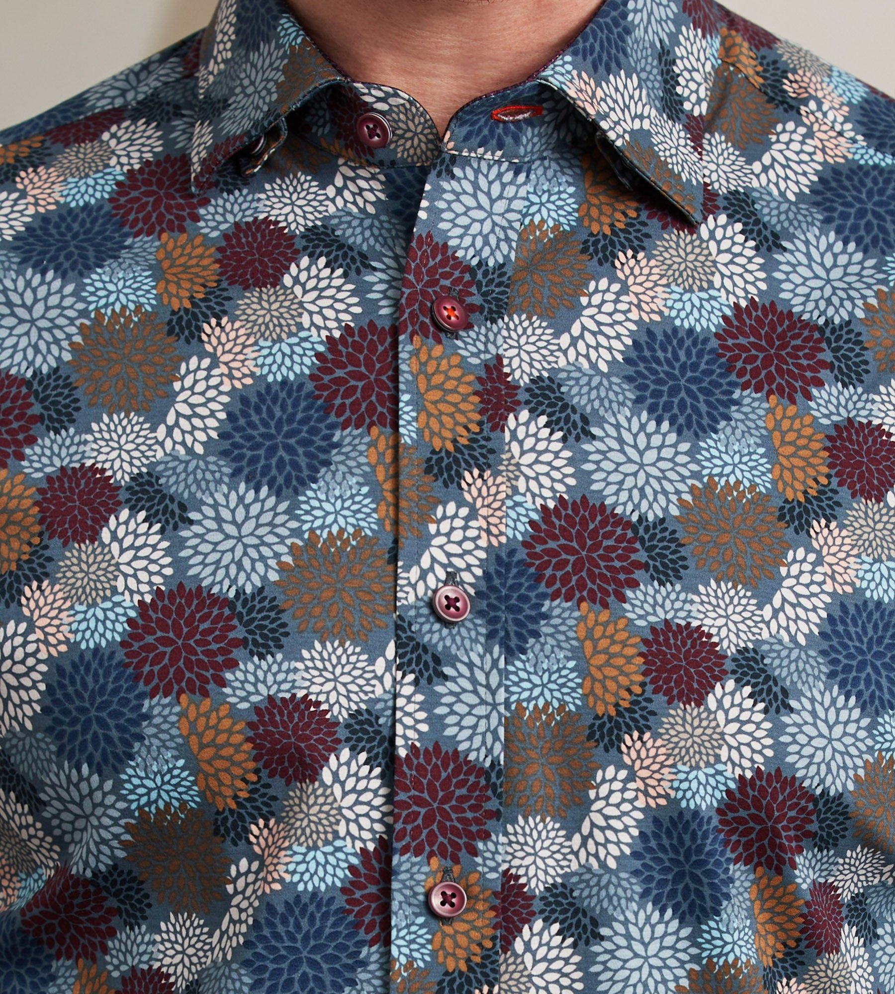 Modern Fit Long Sleeve 360° Stretch Floral Print Sport Shirt sold by Tip Top product image thumbnail 2