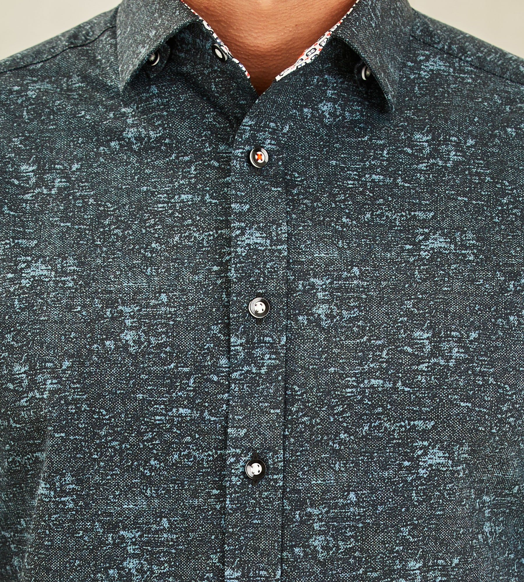 Modern Fit Short-Sleeve Textured Print 360° Stretch Soft Touch Sport Shirt sold by Tip Top product image thumbnail 3