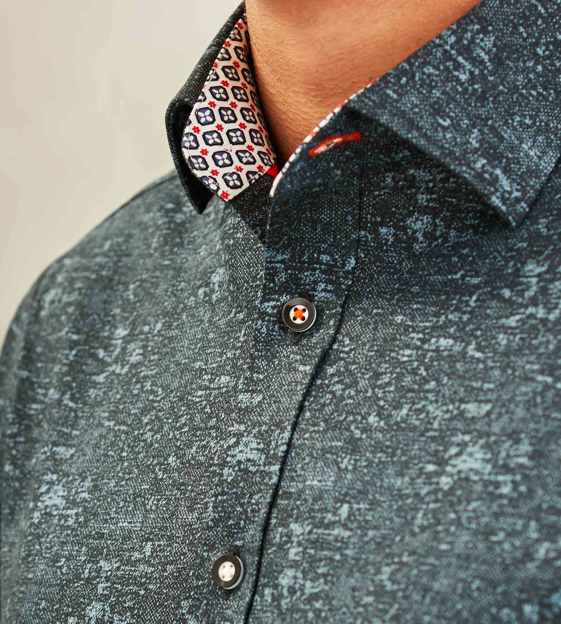 Modern Fit Short-Sleeve Textured Print 360° Stretch Soft Touch Sport Shirt sold by Tip Top product image thumbnail 2