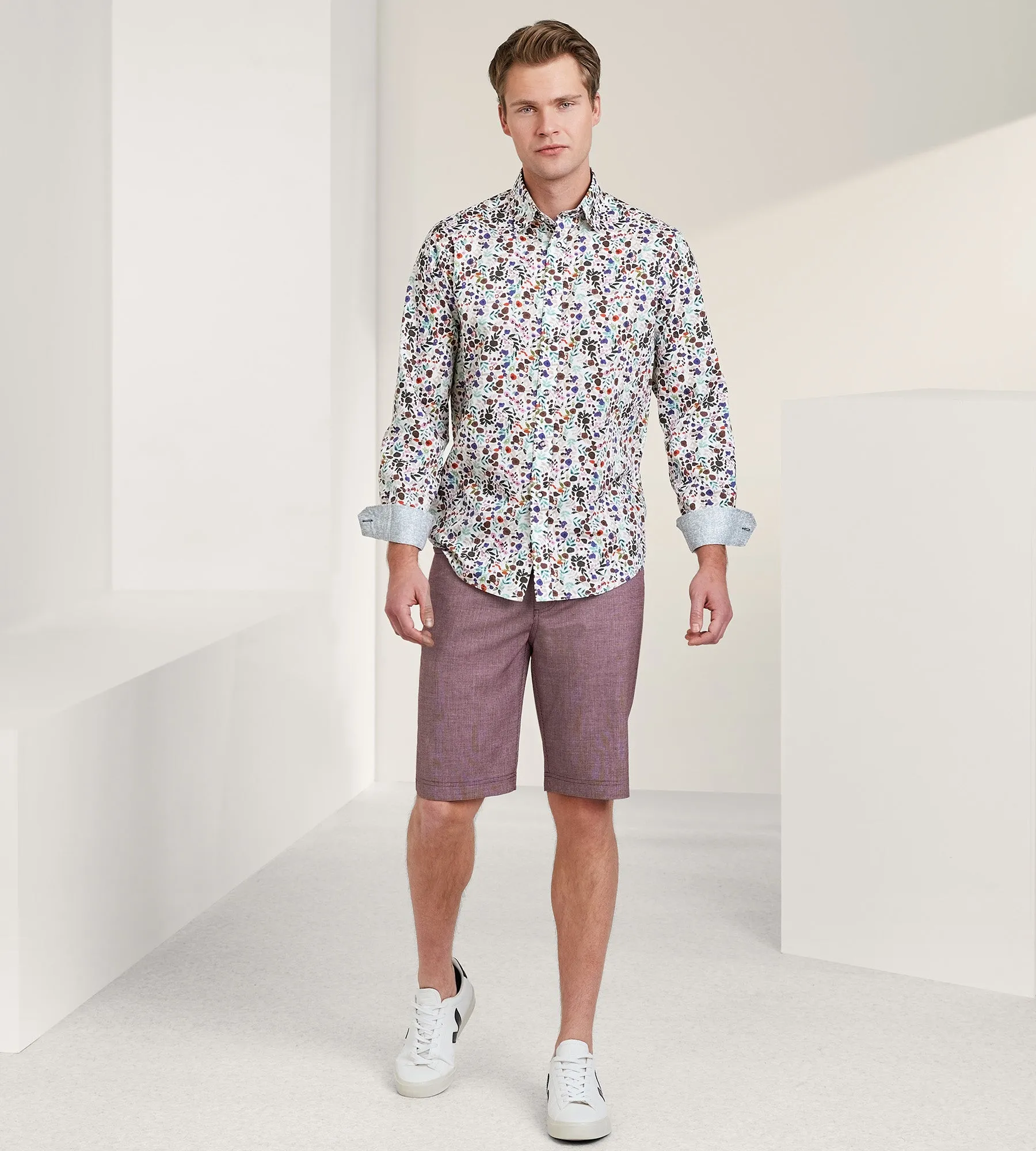 Modern Fit Non-Iron Long Sleeve Floral Pattern Sport Shirt sold by Tip Top product image thumbnail 3
