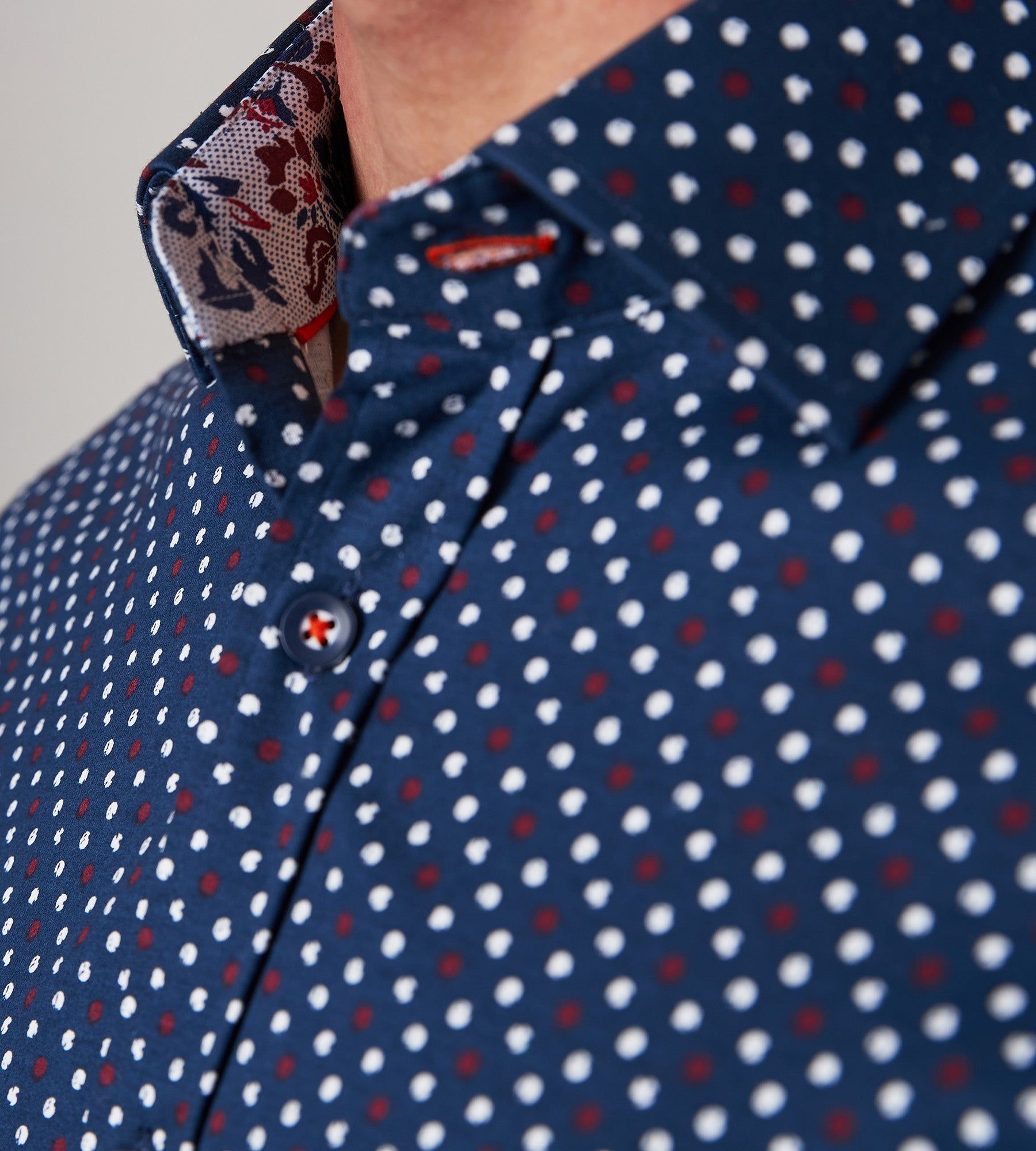 Modern Fit Long Sleeve 360° Stretch Dot Print Sport Shirt sold by Tip Top product image thumbnail 3