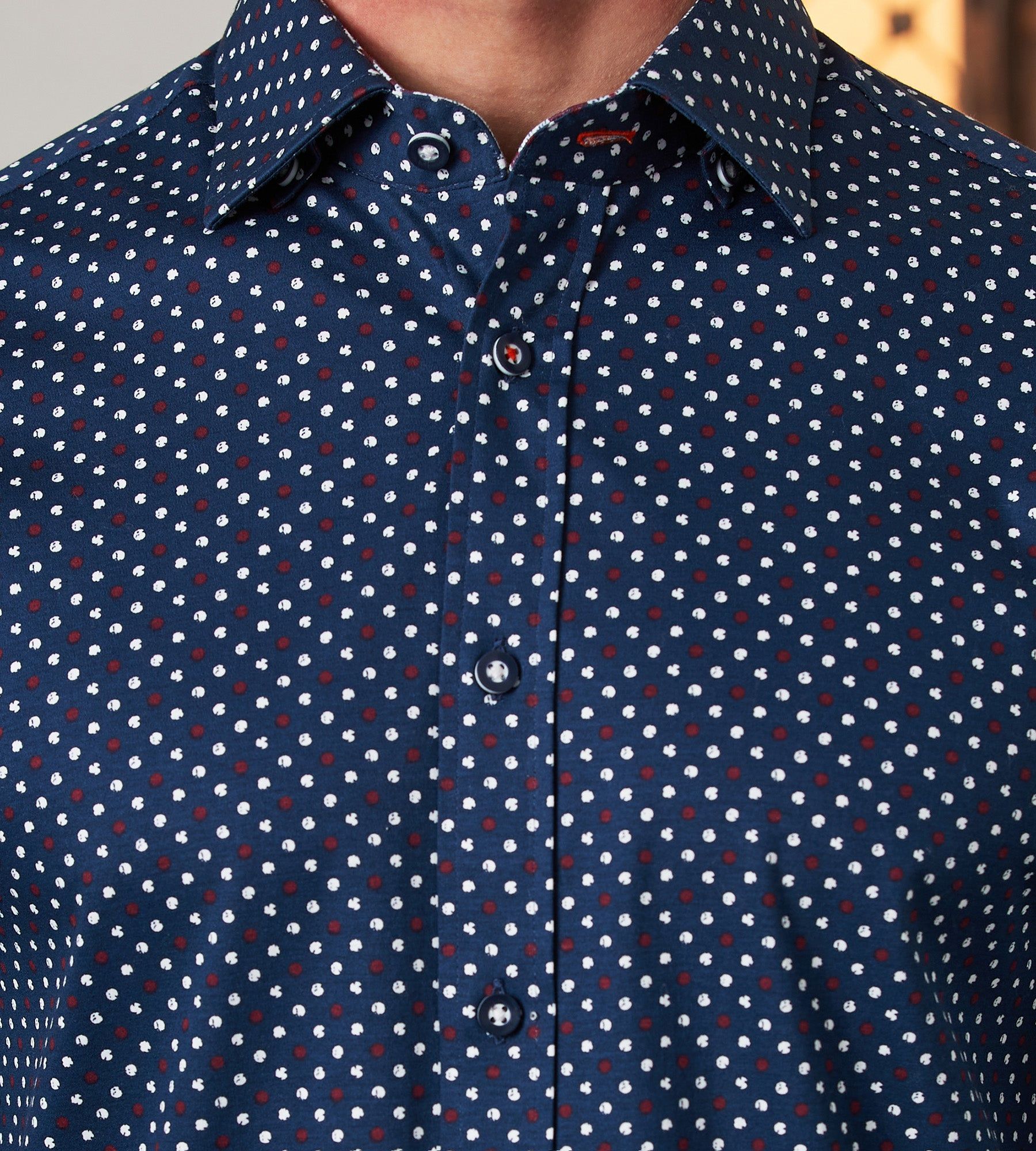Modern Fit Long Sleeve 360° Stretch Dot Print Sport Shirt sold by Tip Top product image thumbnail 2