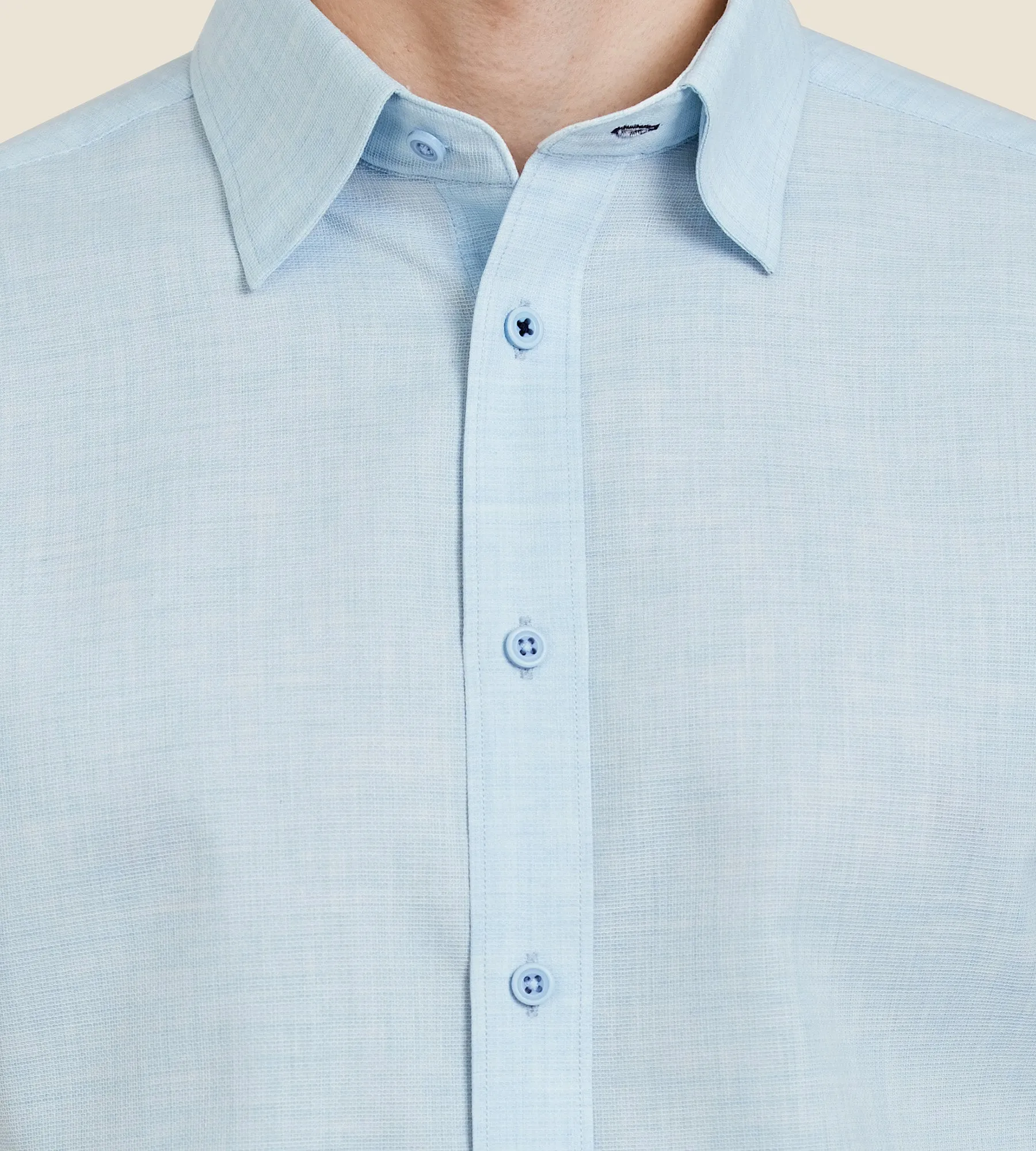 Modern Fit Short Sleeve Textured Linen-Like Solid Sport shirt sold by Tip Top product image thumbnail 3
