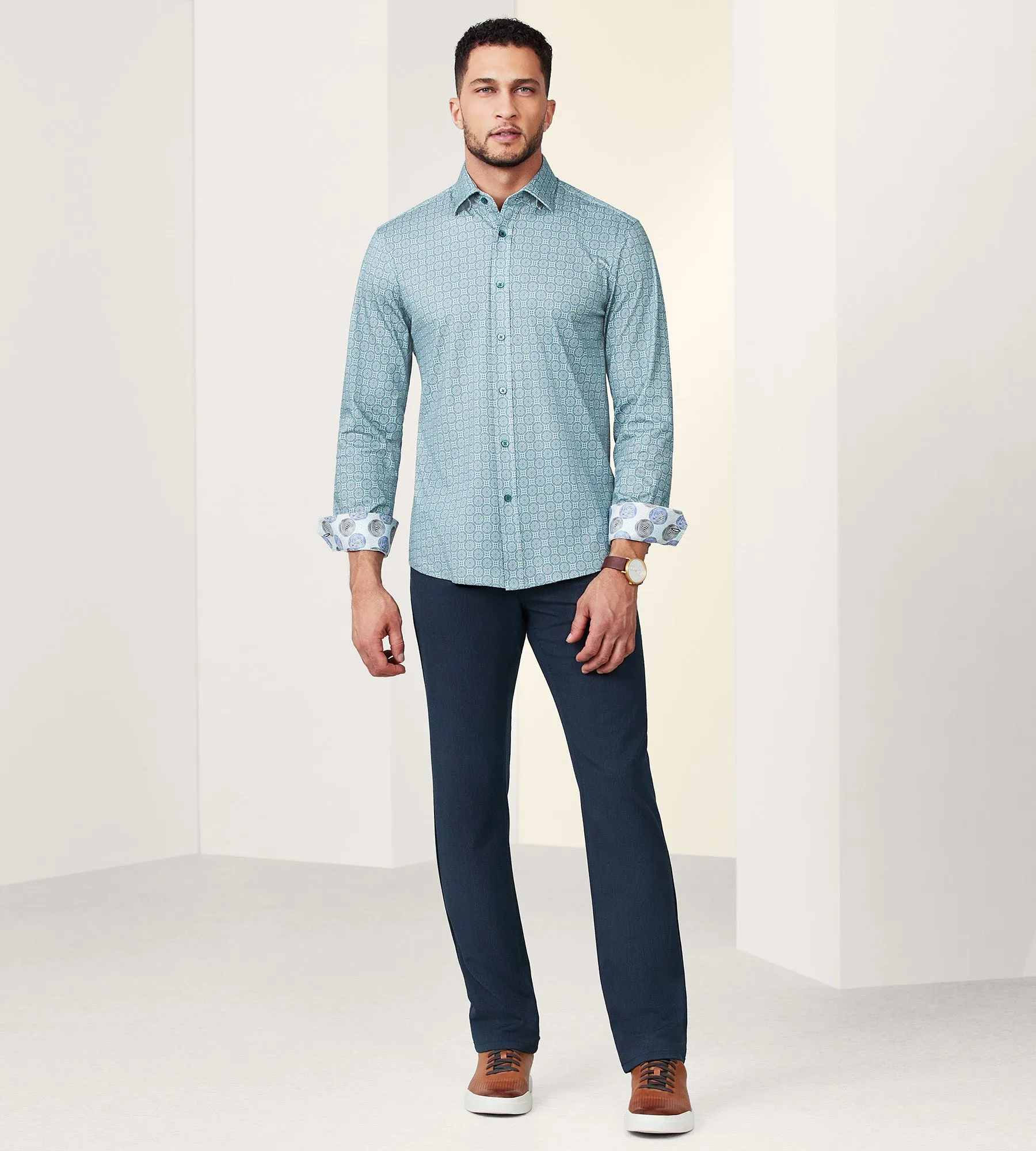 Modern Fit 360° Stretch Long Sleeve Printed Sport Shirt sold by Tip Top product image thumbnail 3