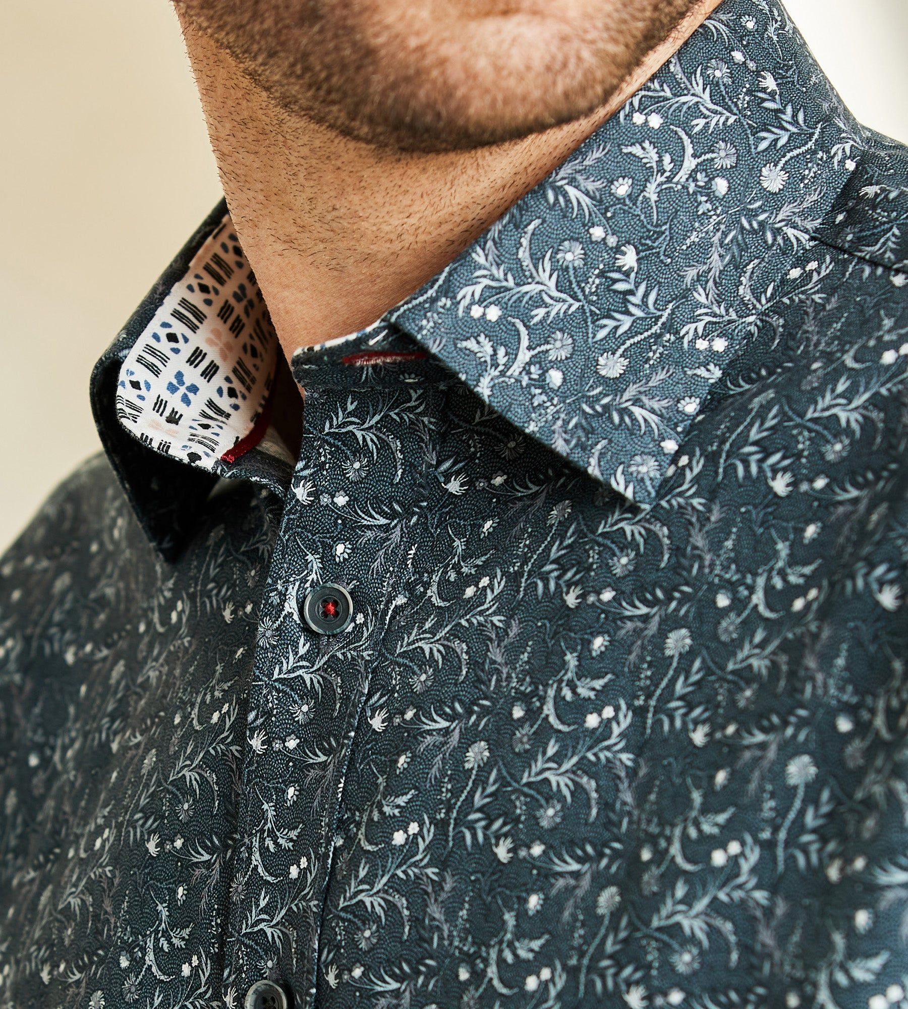 Modern Fit Non-Iron Floral Print Long-Sleeve Sport Shirt sold by Tip Top product image thumbnail 3