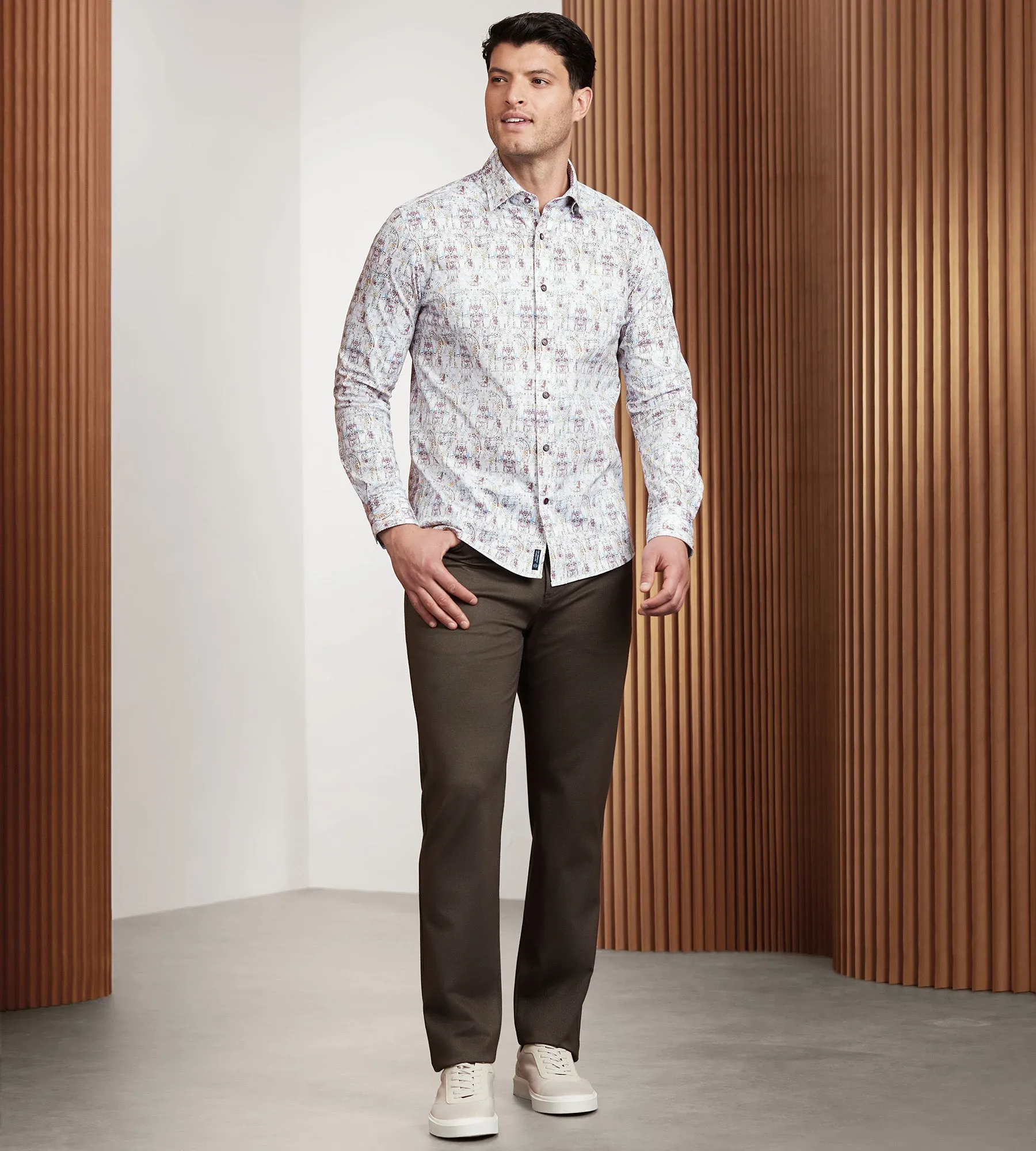 Modern Fit 360 Stretch Long Sleeve Paisley Printed Sport Shirt sold by Tip Top product image thumbnail 3