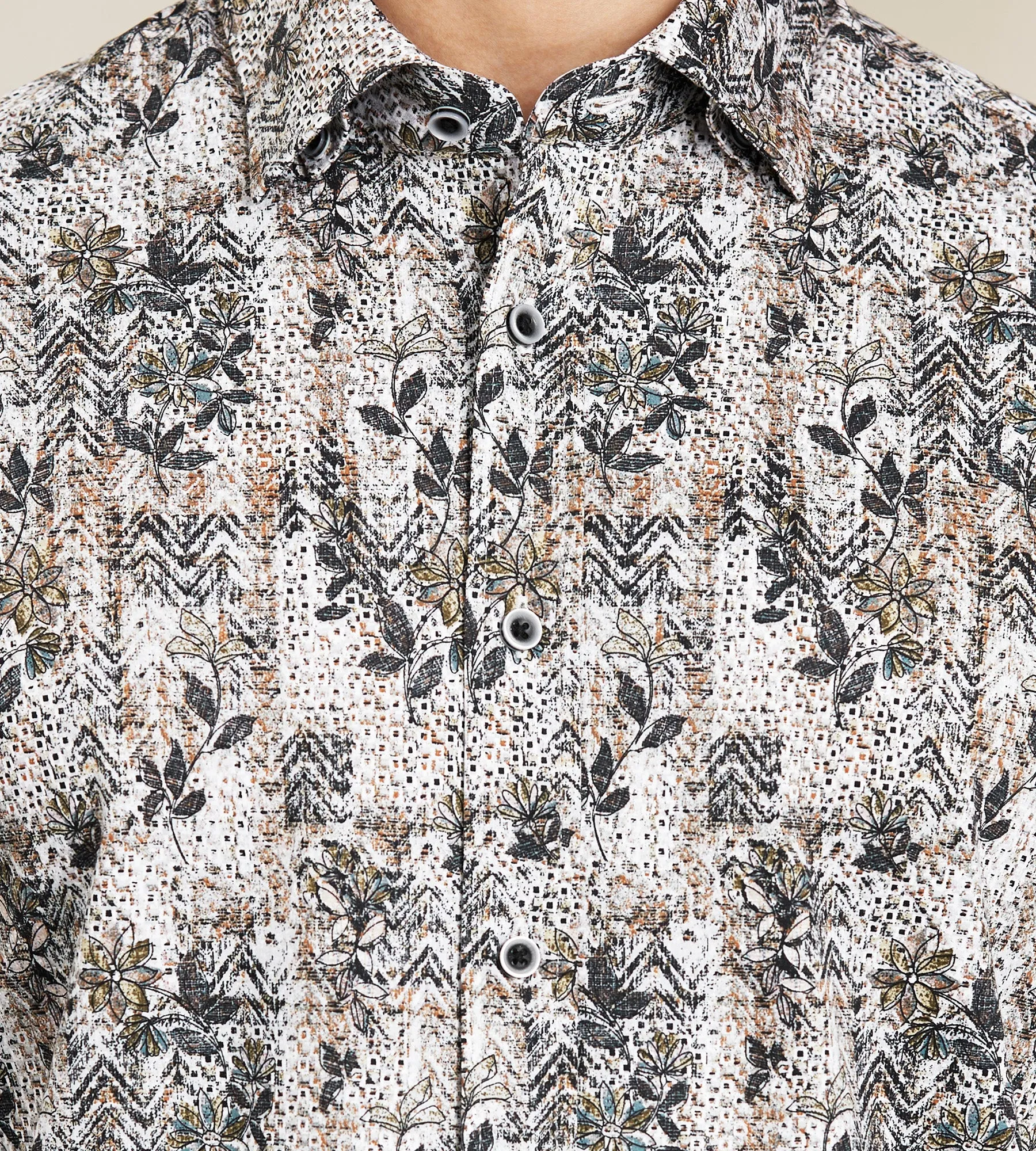 Modern Fit 360 Stretch Long Sleeve Floral Printed Sport Shirt sold by Tip Top product image thumbnail 2