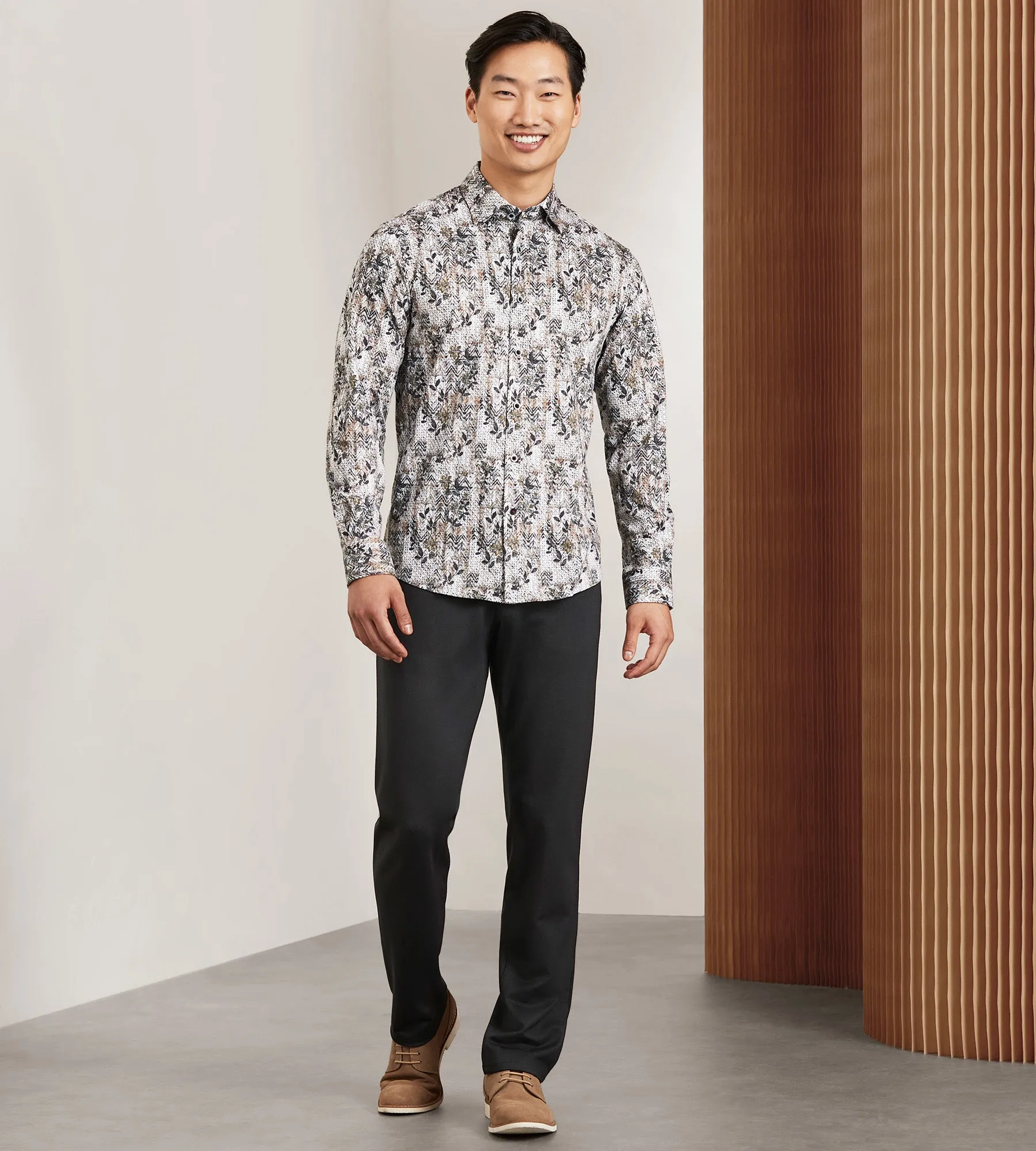 Modern Fit 360 Stretch Long Sleeve Floral Printed Sport Shirt sold by Tip Top product image thumbnail 3
