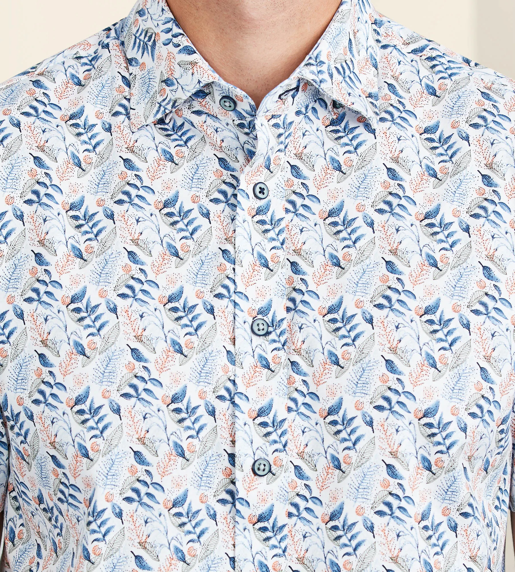 Modern Fit 360° Stretch Short Sleeve Leaf Print Sport Shirt sold by Tip Top product image thumbnail 2