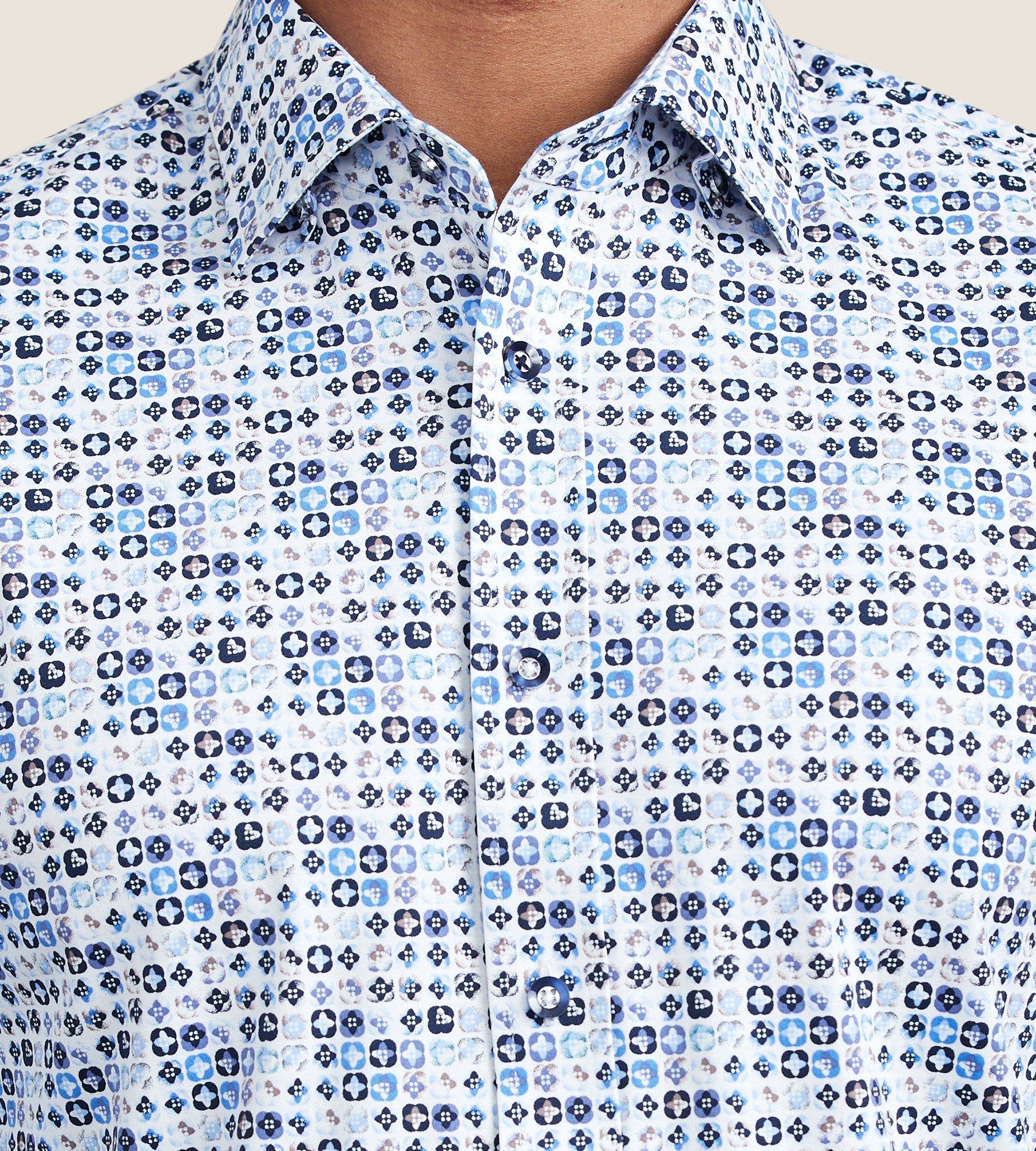 Modern Fit 360° Stretch Long Sleeve Geo Print Sport Shirt sold by Tip Top product image thumbnail 2