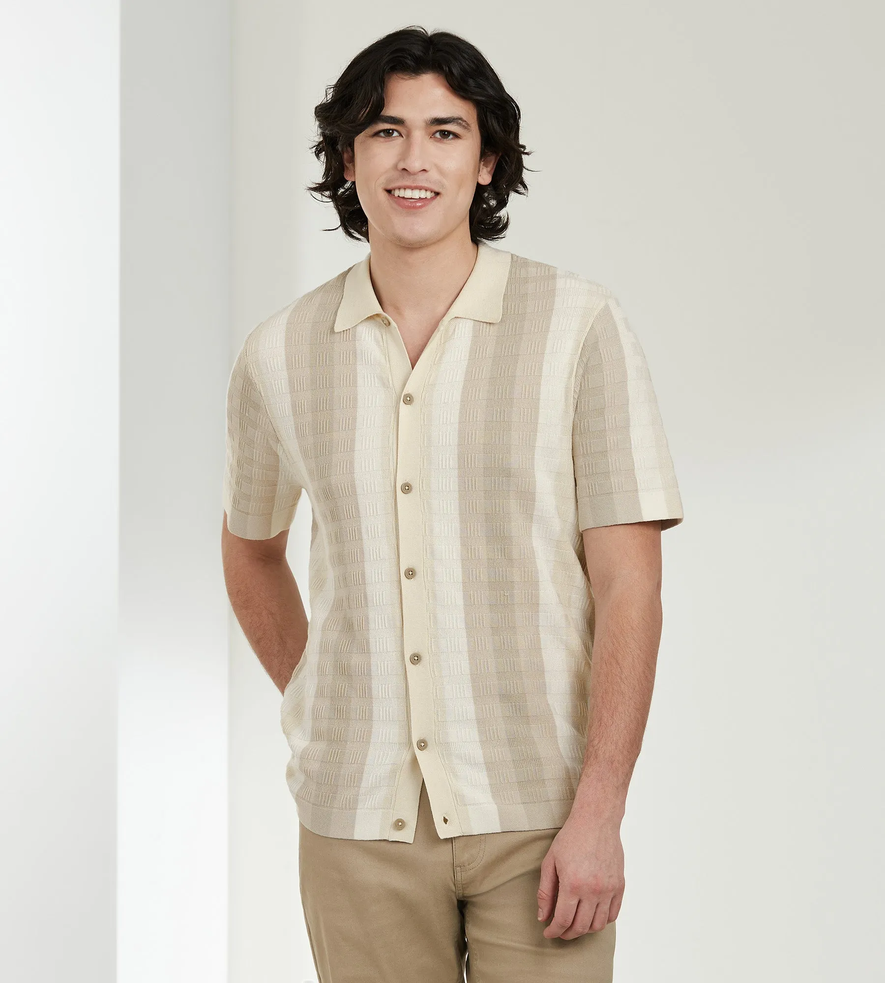 Modern Fit Short Sleeve Sweater Knit Sport Shirt sold by Tip Top