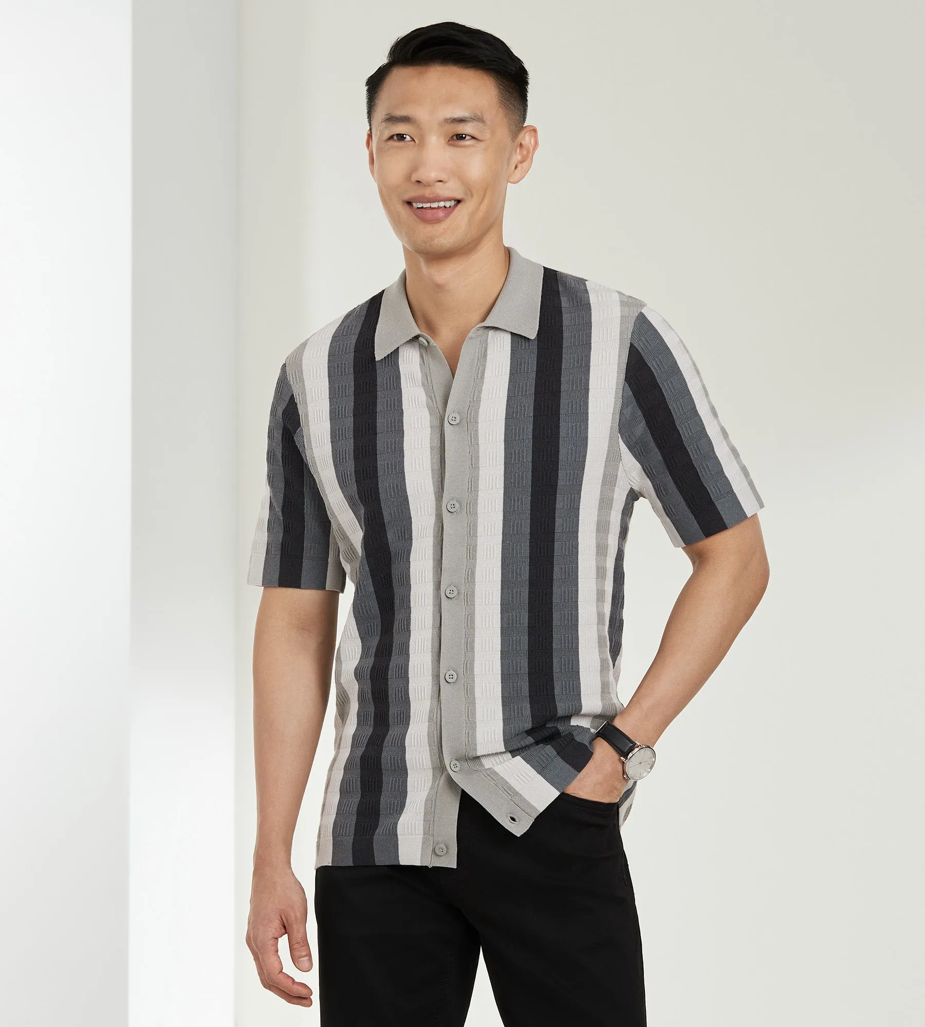 Modern Fit Short Sleeve Sweater Knit Sport Shirt sold by Tip Top product image thumbnail 4