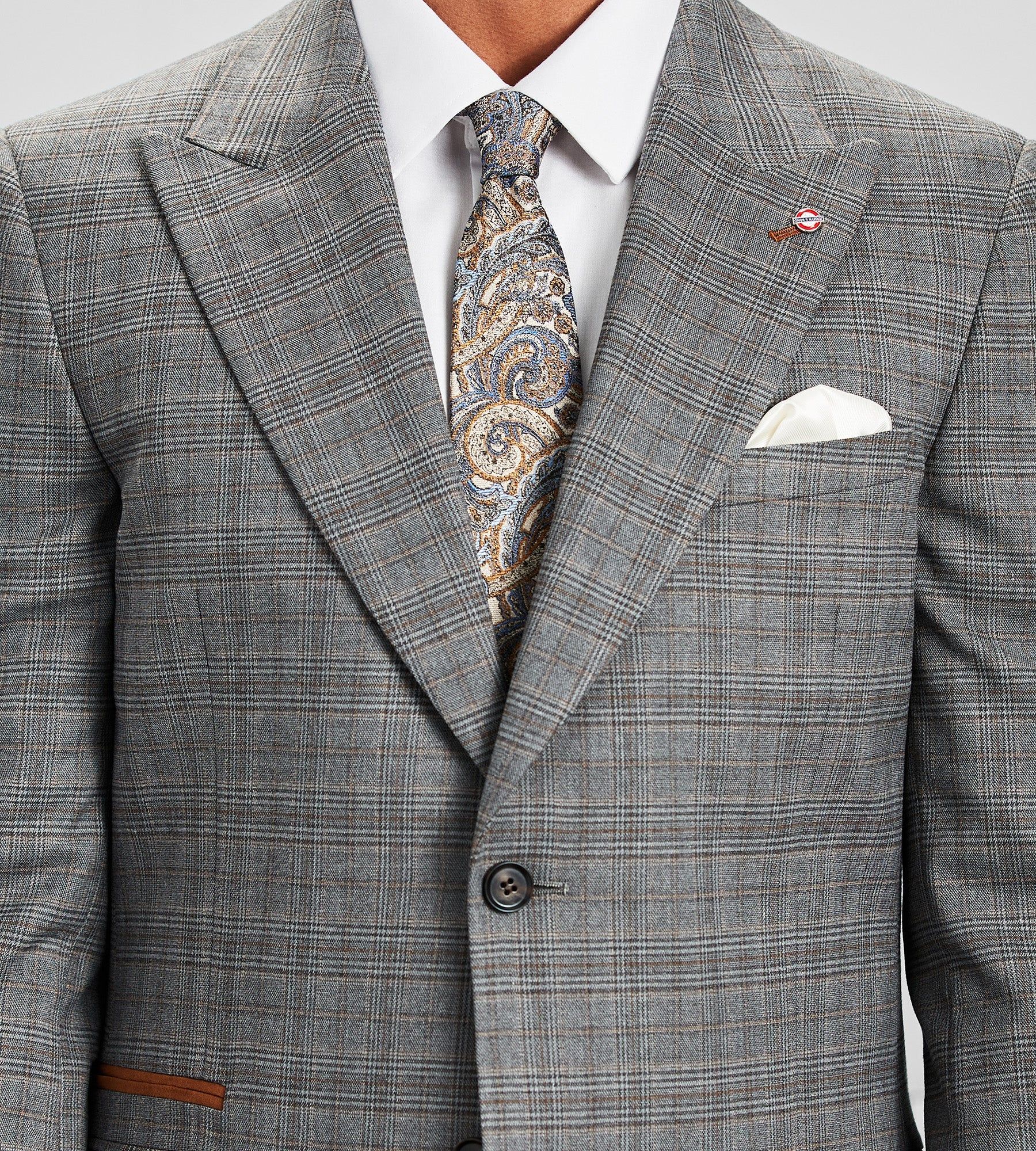 Slim Fit Check Peak Lapel Suit sold by Tip Top product image thumbnail 2