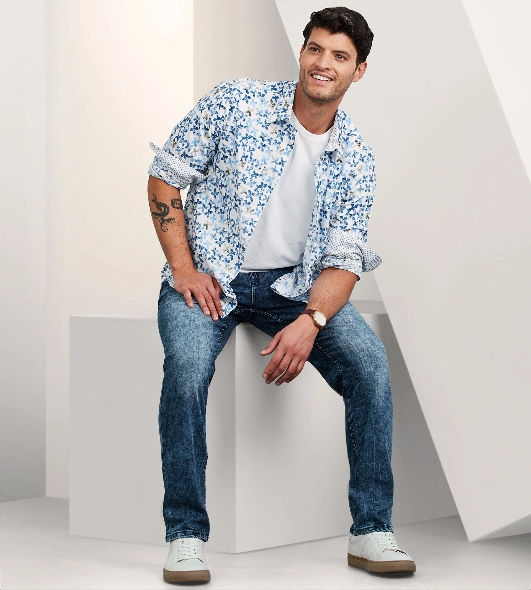 Modern Fit Long Sleeve Floral Print Sport Shirt sold by Tip Top product image thumbnail 3