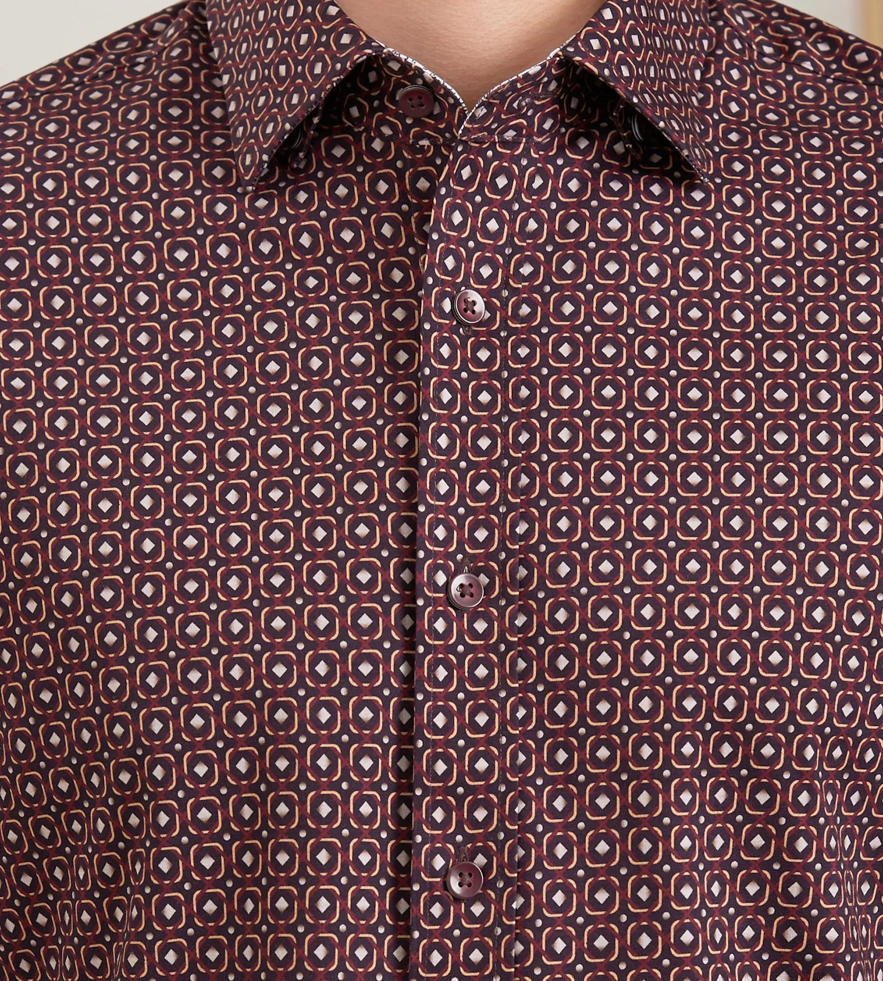 Modern Fit 360 Stretch Long Sleeve Geo Printed Sport Shirt sold by Tip Top product image thumbnail 2