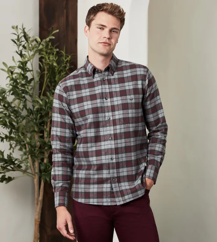 Modern Fit Long Sleeve Soft Touch Plaid Flannel Sport Shirt sold by Tip Top