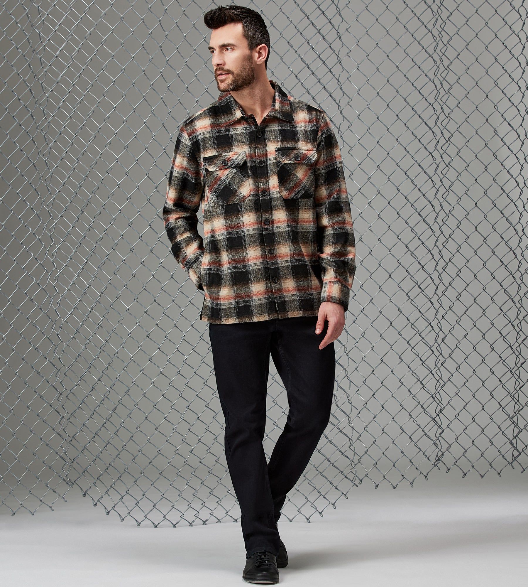 Modern Fit Long Sleeve Plaid Overshirt sold by Tip Top product image thumbnail 3