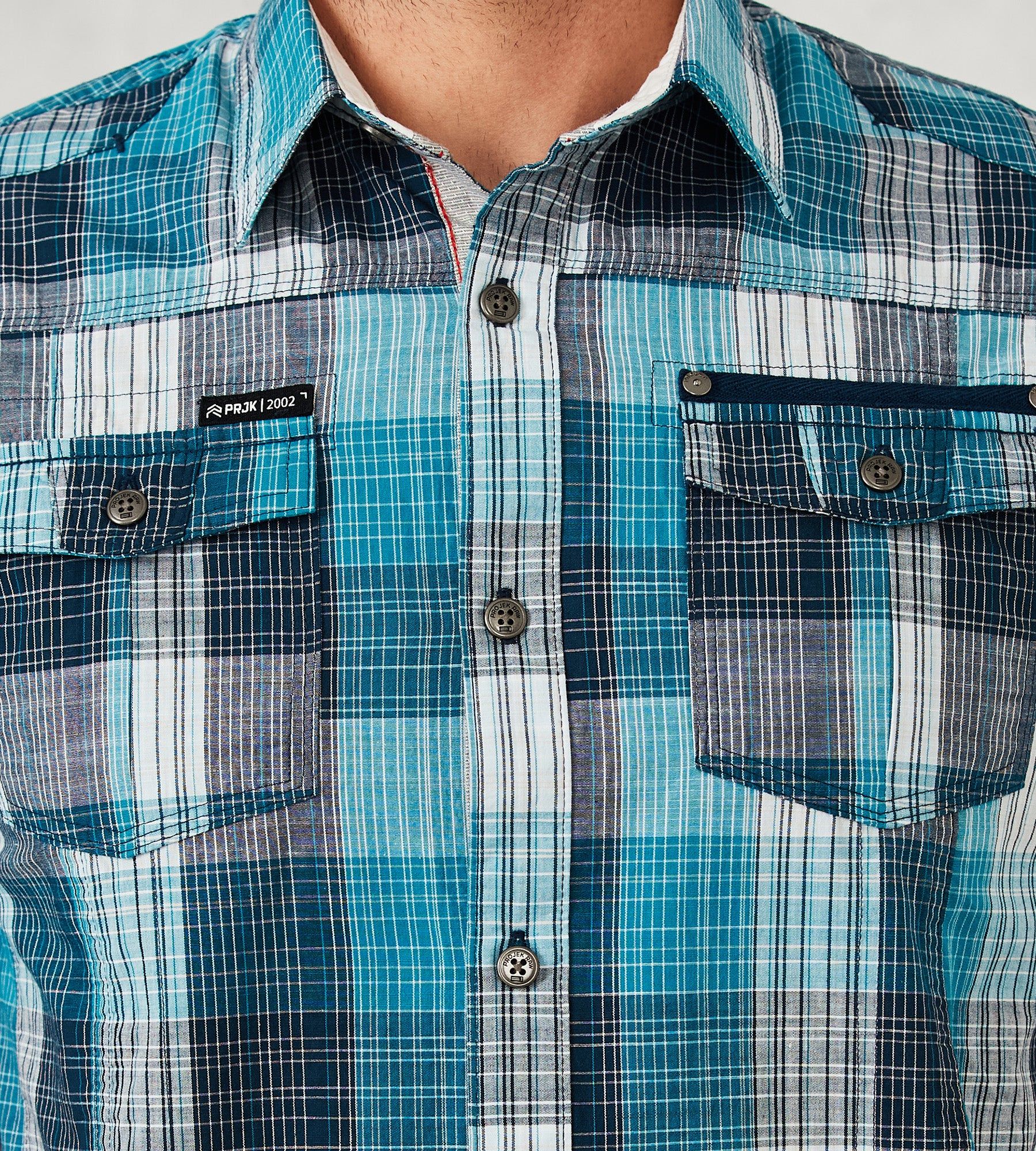 Modern Fit Short-Sleeve Two-Pocket Plaid Sport Shirt sold by Tip Top product image thumbnail 8