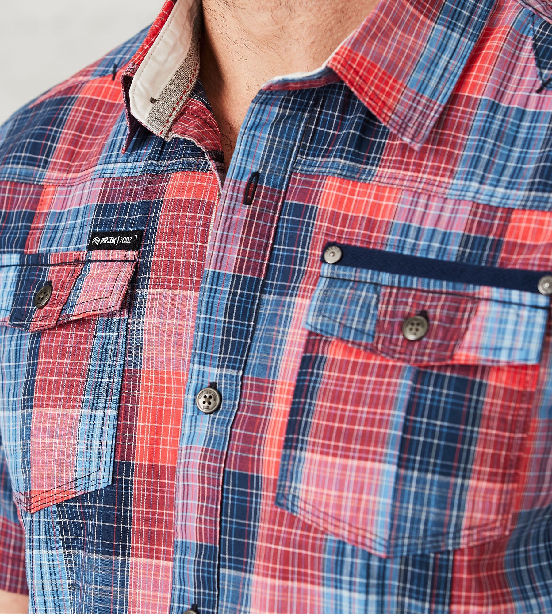 Modern Fit Short-Sleeve Two-Pocket Plaid Sport Shirt sold by Tip Top product image thumbnail 2