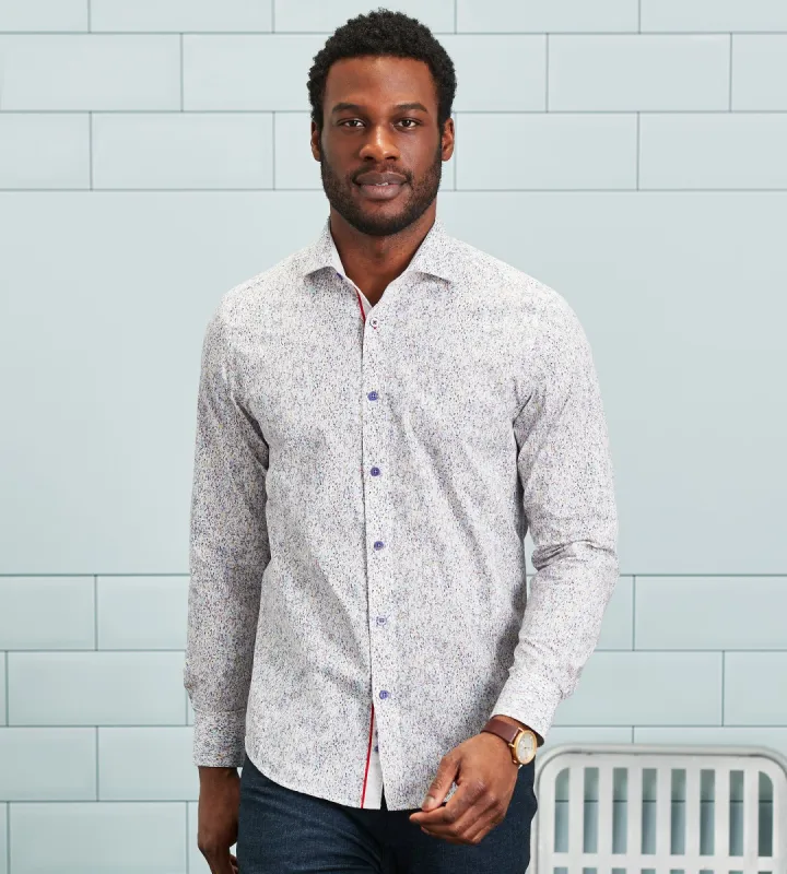 Modern Fit Long Sleeve Water Colour Print Sport Shirt sold by Tip Top