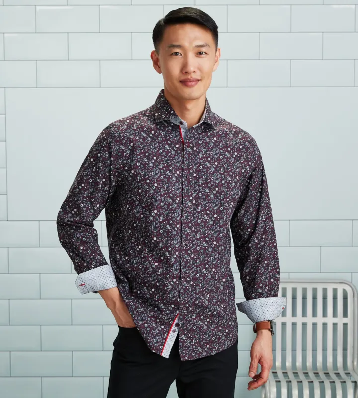 Modern Fit Long Sleeve Floral Print Sport Shirt sold by Tip Top