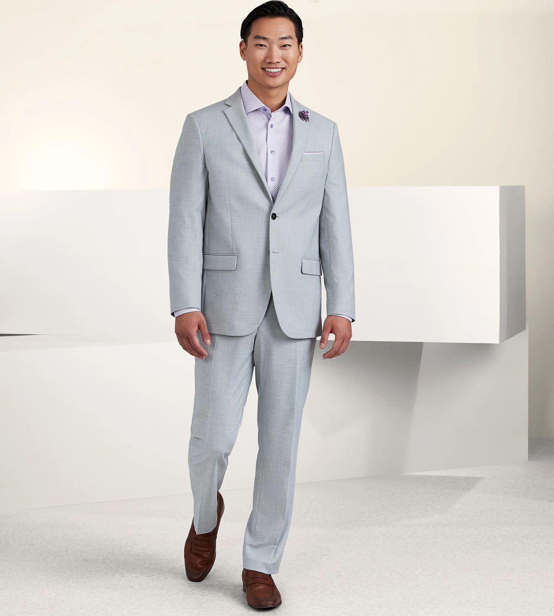 Modern Fit Light Grey Solid Suit Jacket sold by Tip Top product image thumbnail 4