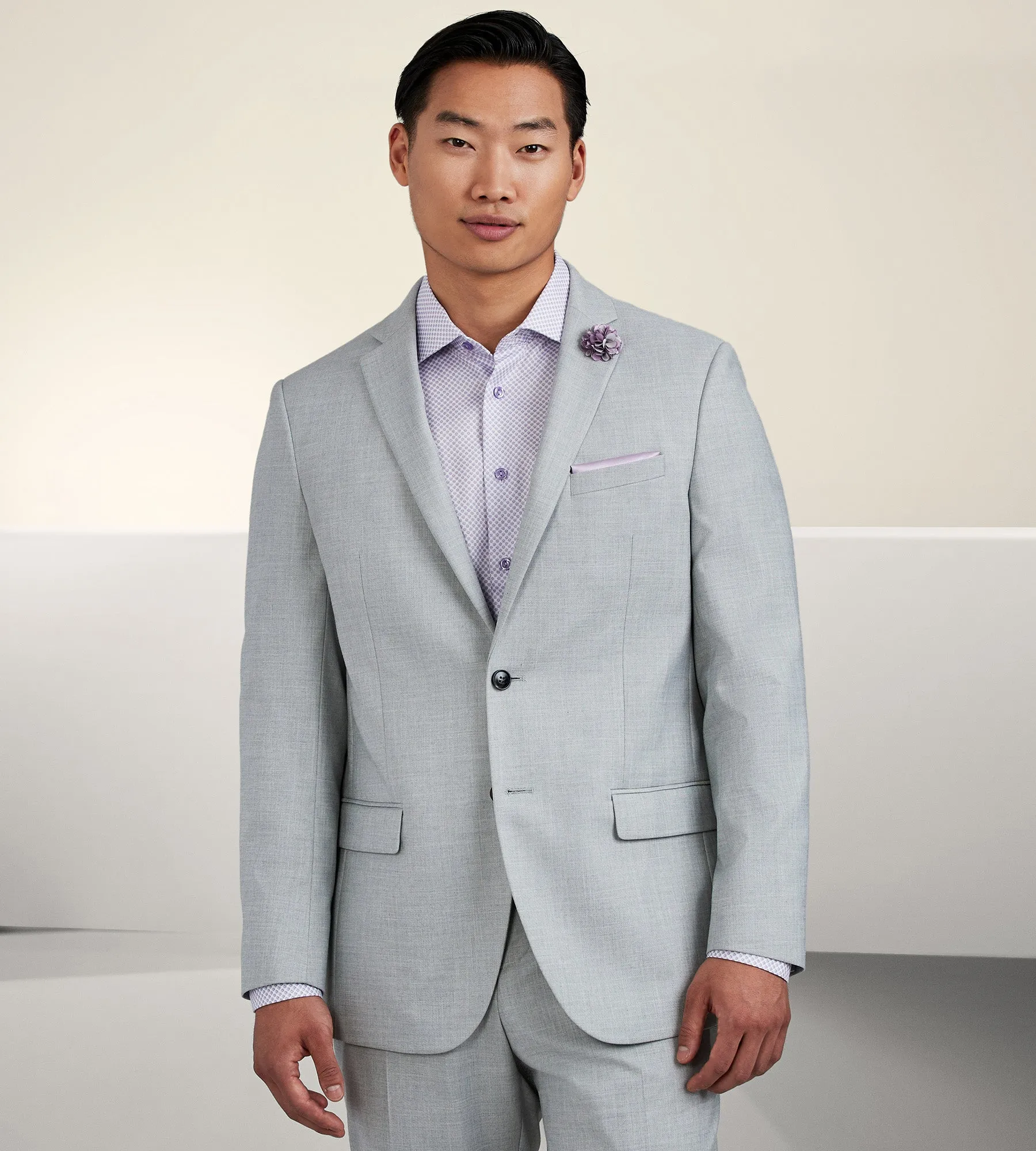 Modern Fit Light Grey Solid Suit Jacket sold by Tip Top