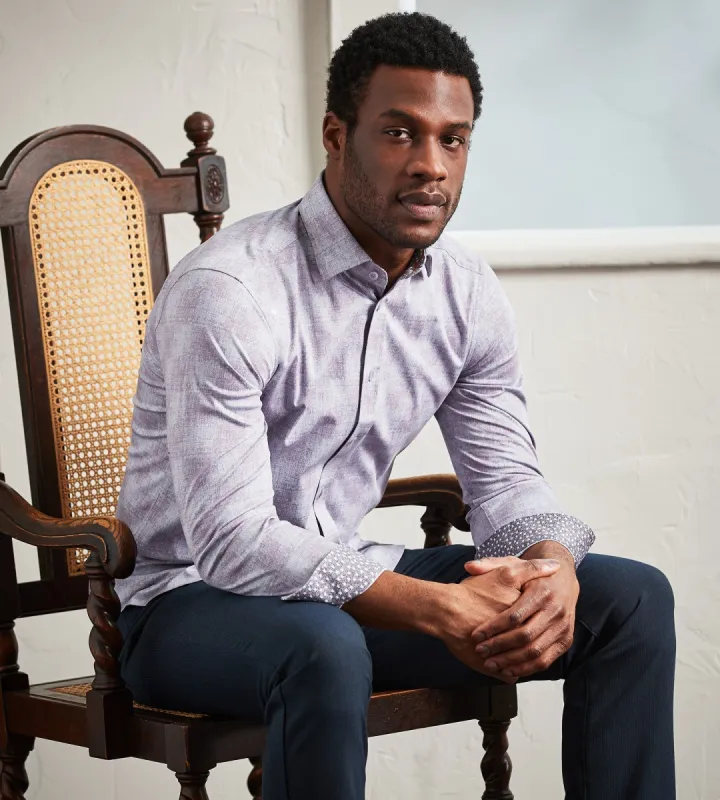 Modern Fit Long Sleeve 360° Stretch Printed Sport Shirt sold by Tip Top
