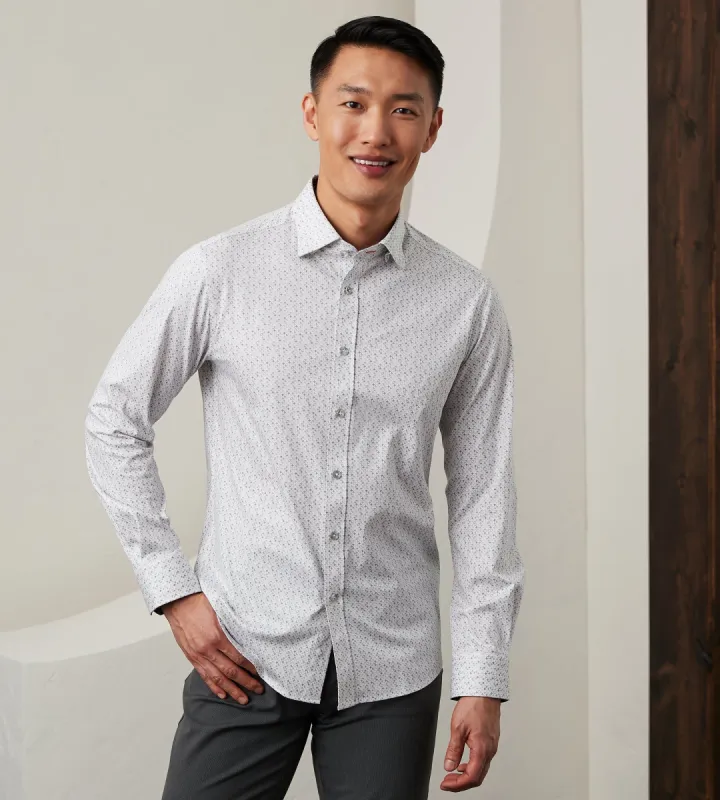Modern Fit Long Sleeve 360° Stretch Geo Print Sport Shirt sold by Tip Top