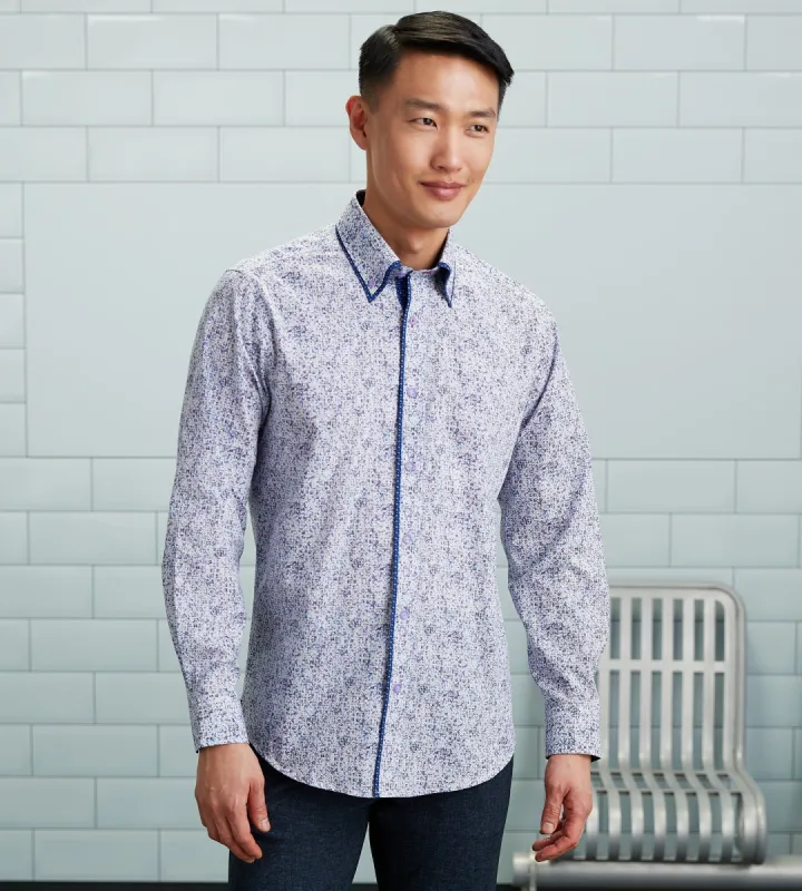 Modern Fit Long Sleeve Double-Collar Printed Sport Shirt sold by Tip Top