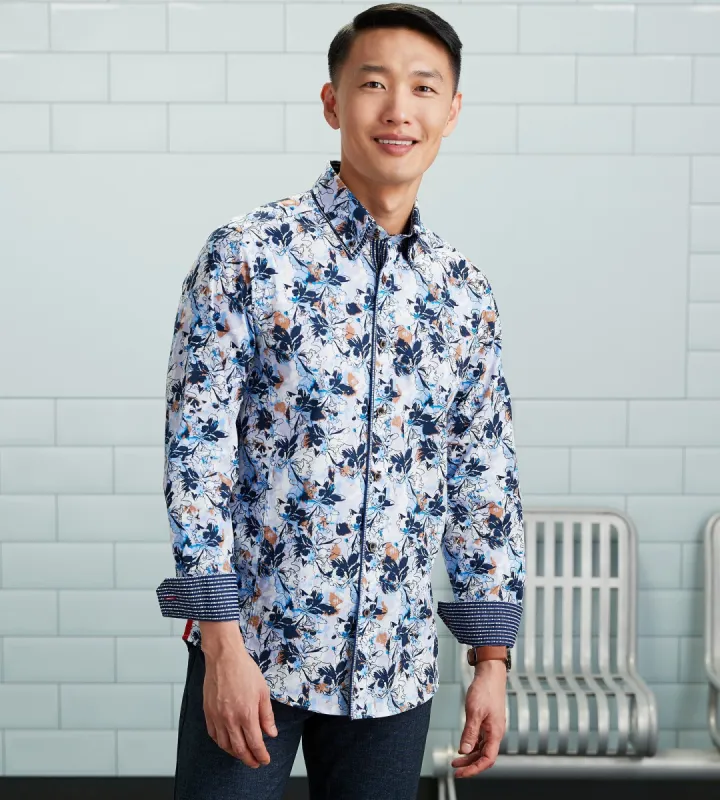 Modern Fit Long Sleeve Double-Collar Printed Sport Shirt sold by Tip Top