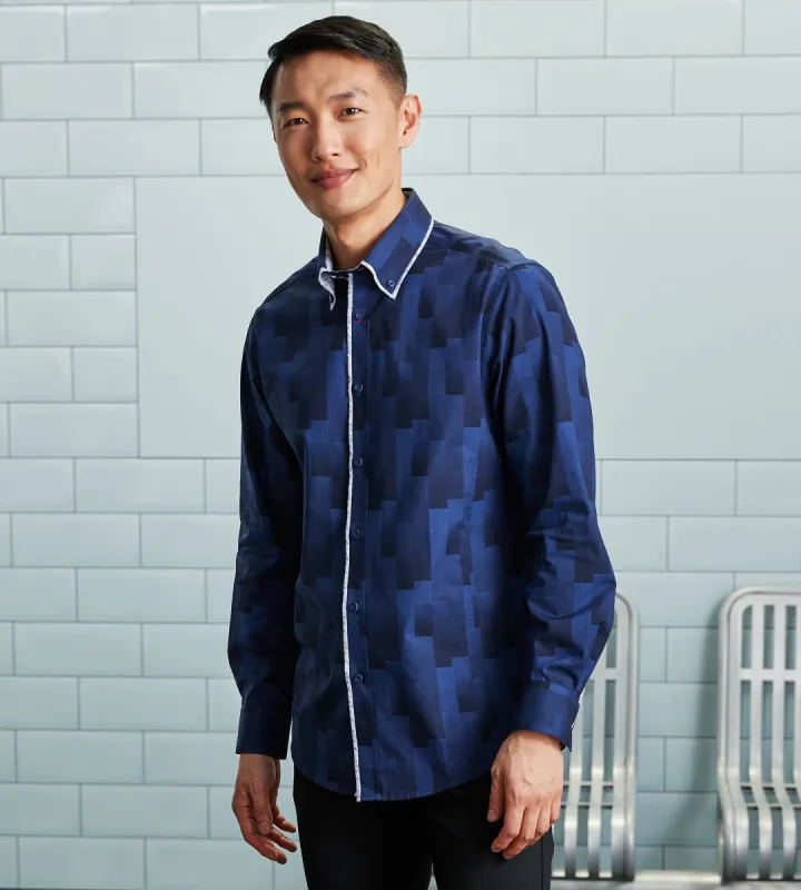 Modern Fit Long Sleeve Double-Collar Printed Sport Shirt sold by Tip Top