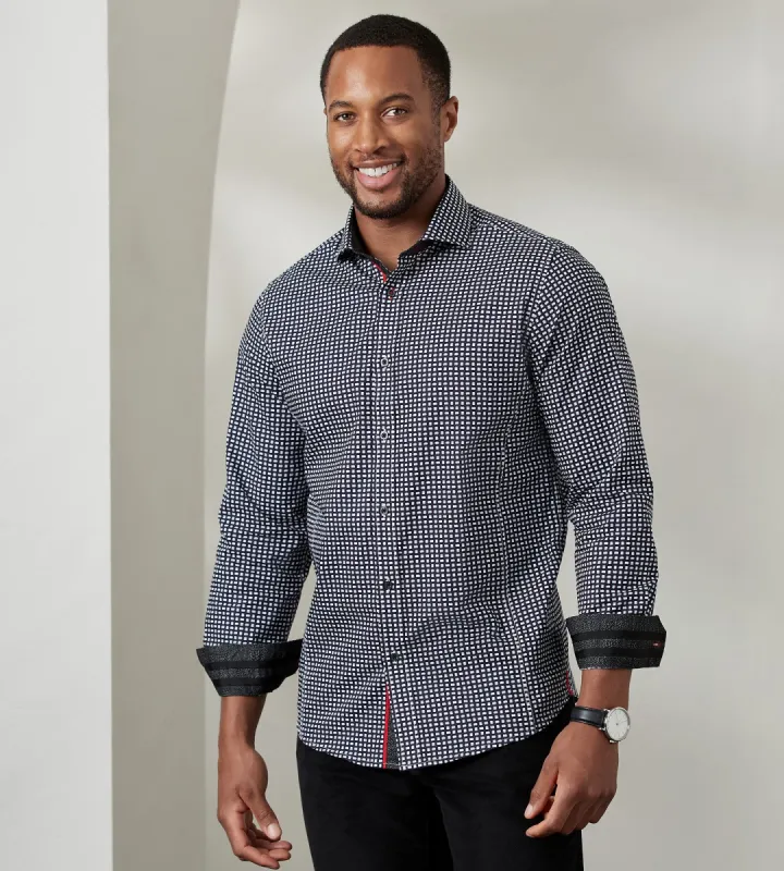 Modern Fit Long Sleeve Geo Print Sport Shirt sold by Tip Top