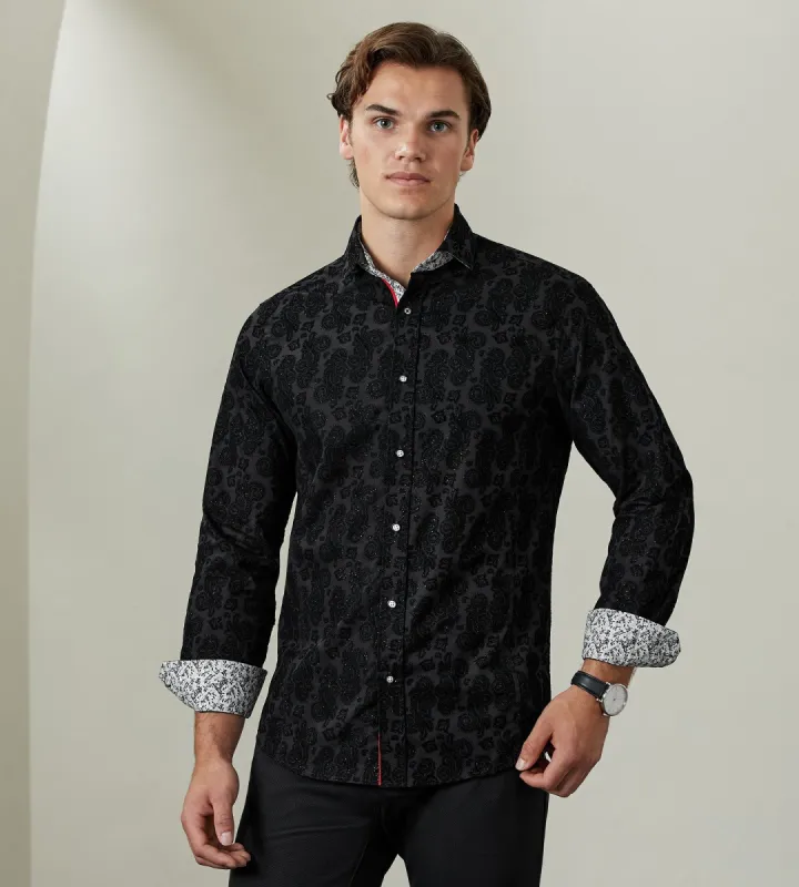 Modern Fit Long Sleeve Flocking Sport Shirt sold by Tip Top