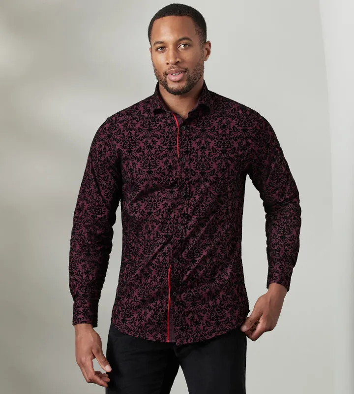 Modern Fit Long Sleeve Flocking Sport Shirt sold by Tip Top