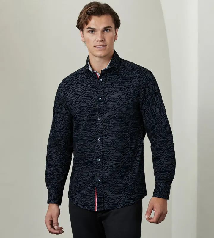 Modern Fit Long Sleeve Flocking Sport Shirt sold by Tip Top