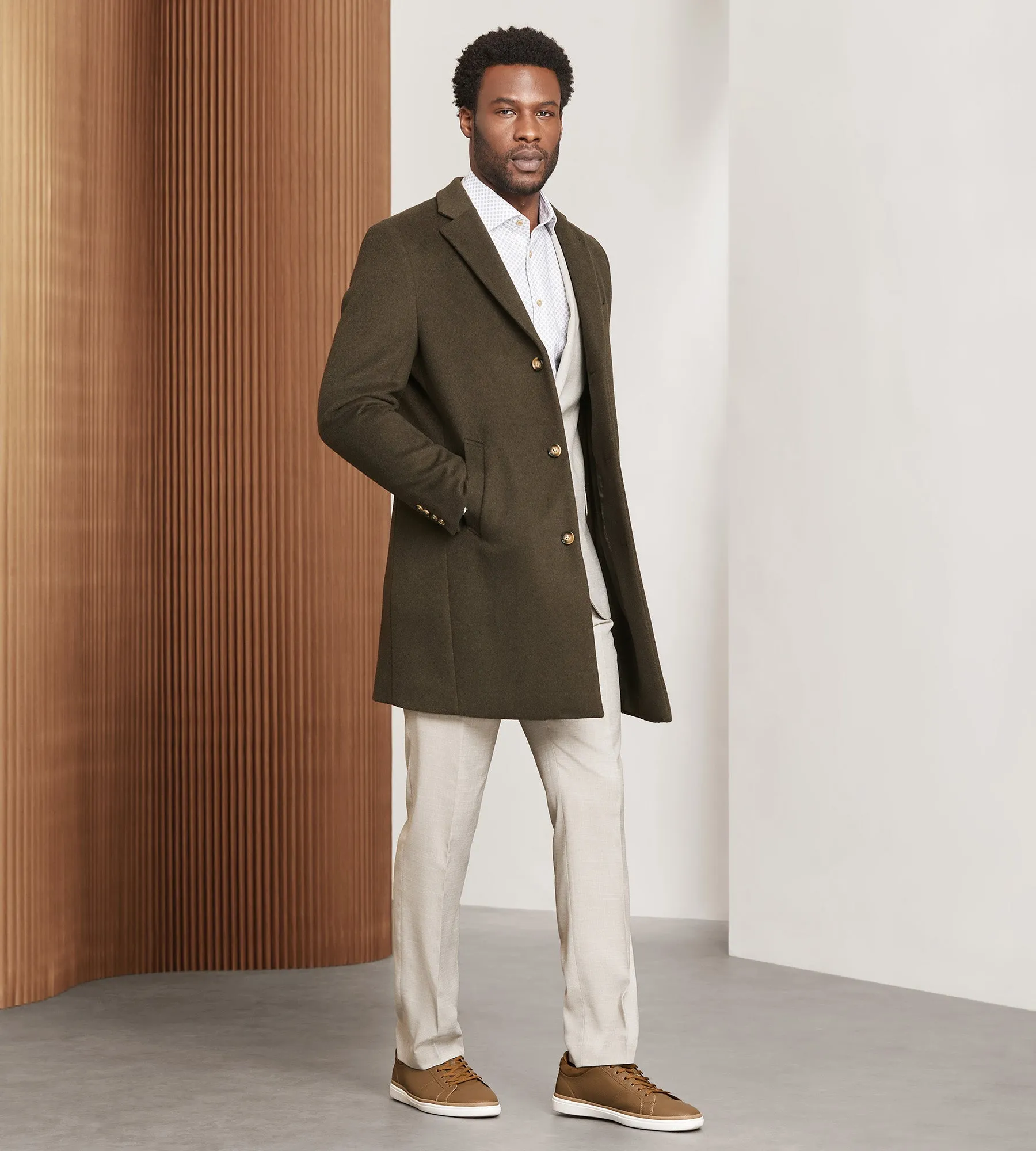 Modern Fit Water-Resistant Long Wool Coat sold by Tip Top product image thumbnail 4