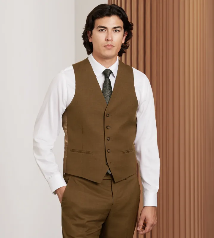 Caramel Solid Suit Vest sold by Tip Top