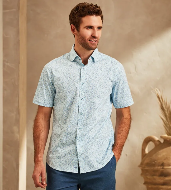 Modern Fit 360° Stretch Boat Print Soft Touch Short-Sleeve Sport Shirt sold by Tip Top