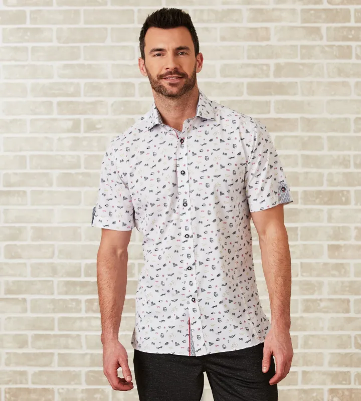 Modern Fit Short-Sleeve Whimsical Print Sport Shirt sold by Tip Top